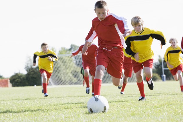 Boys playing soccer