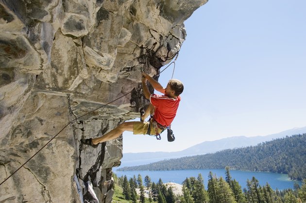 Man rock climbing