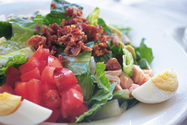 Photography of a plate of salads, High Angle View