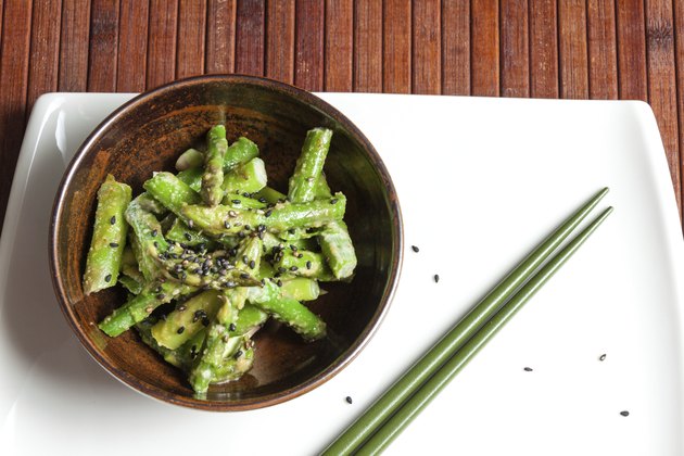 Asparagus Sesame Salad with chopsticks