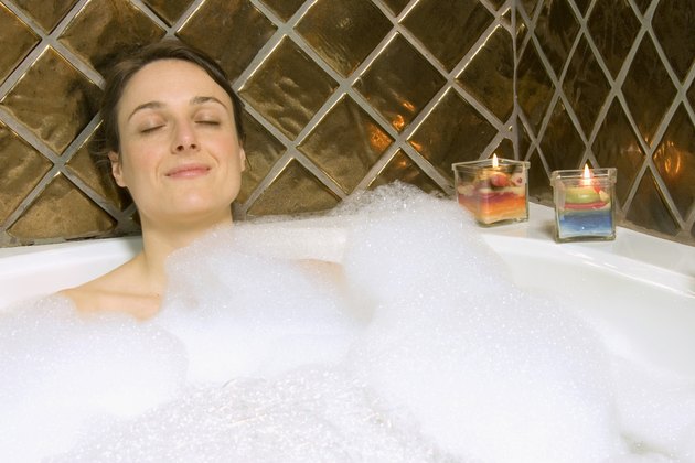 Woman having a bubble bath