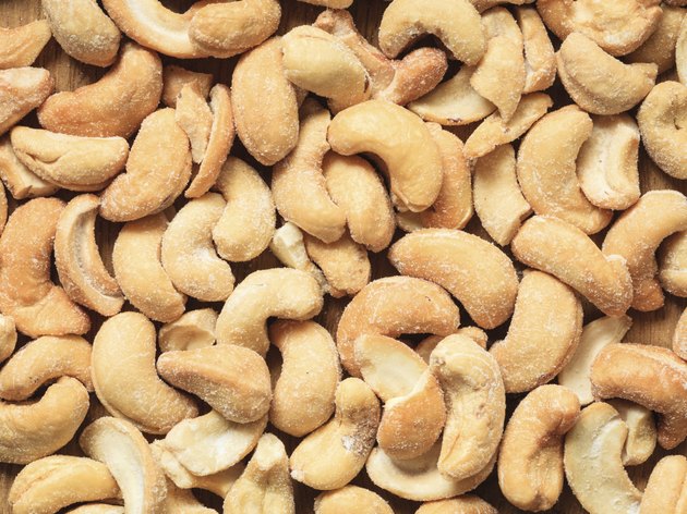 Cashew nuts as food background