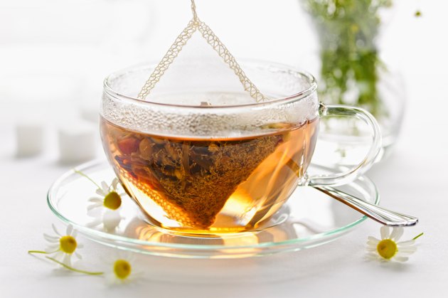 Herbal tea in glass cup