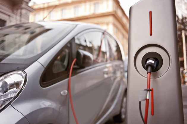 Electric car in charging