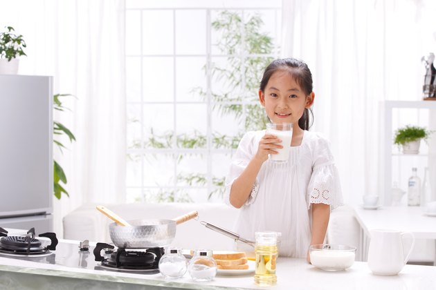 Girl drinking milk