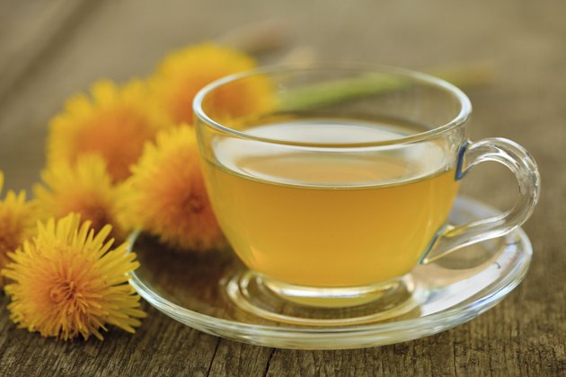 Green tea in glass cup