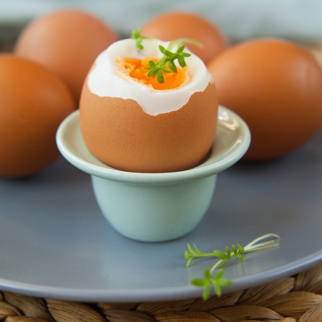 Easter boiled eggs with fresh grass