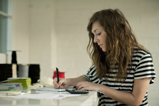 Young woman working at desk