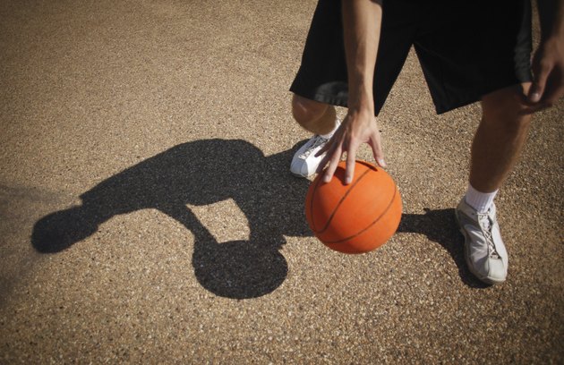 Practicing with basketball