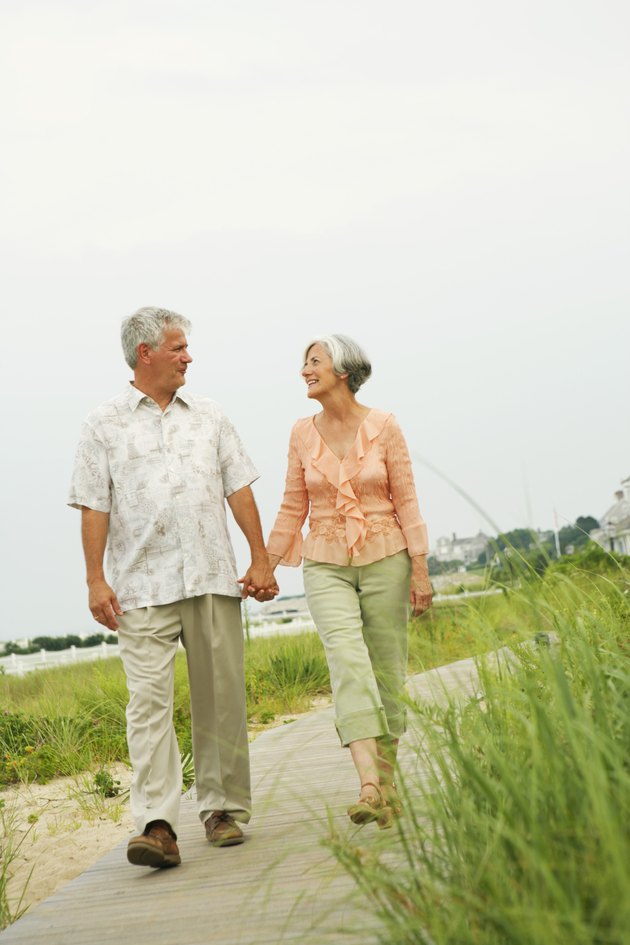 Couple walking on path