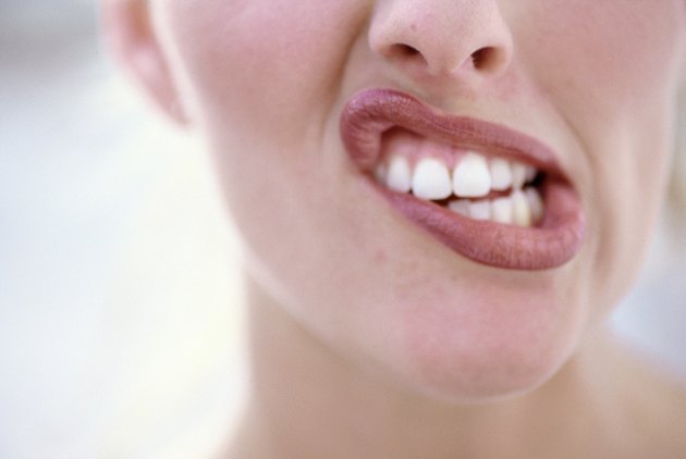 Close-up of a young woman making a face