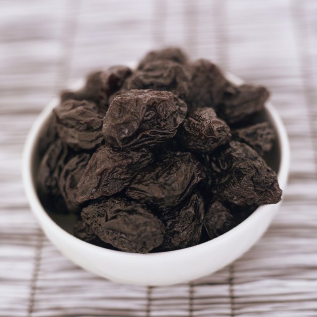 close-up of a bowl of prunes