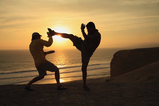 Fighting by the beach