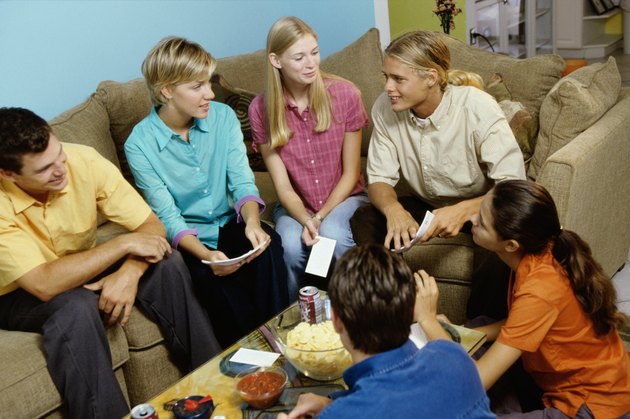 Group of teenagers having a group discussion