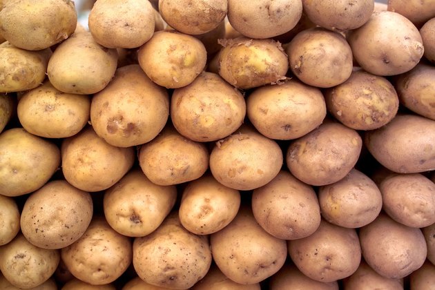 Close-up of a heap of potatoes