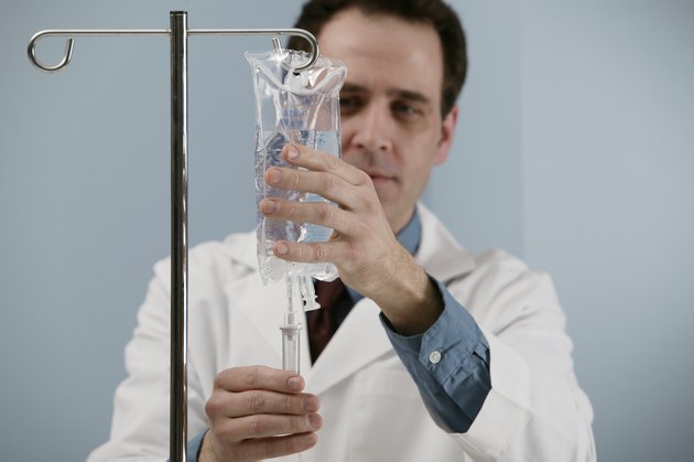 Doctor with IV bag