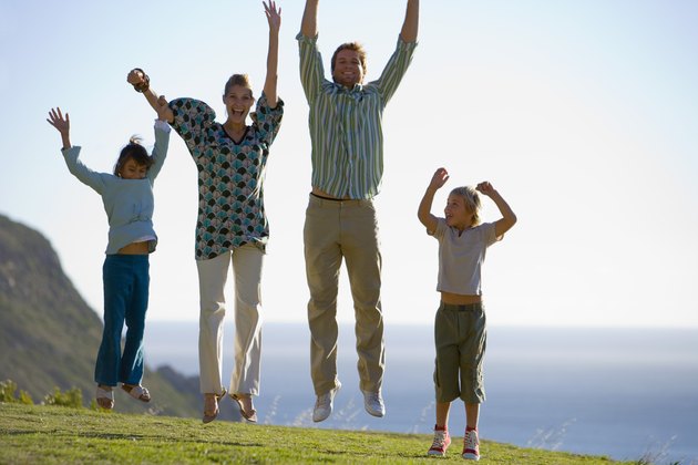 Family jumping together