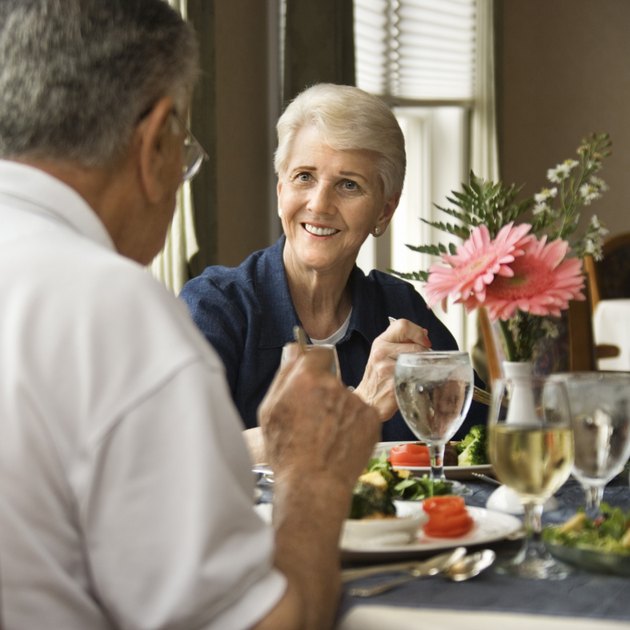 Couple eating at restaurant