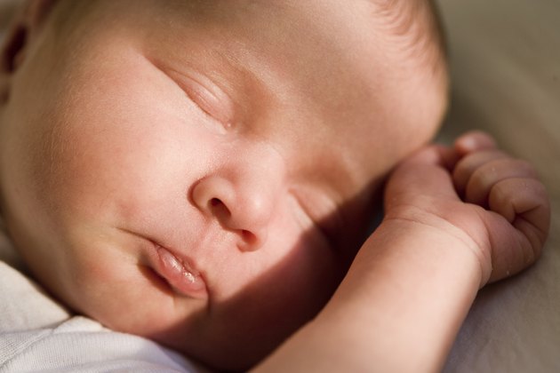 Close-up of a newborn baby sleeping