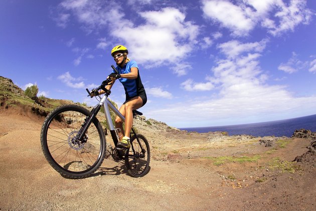 Woman riding bicycle