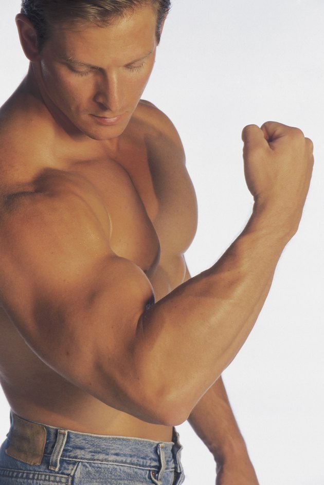 Man flexing biceps