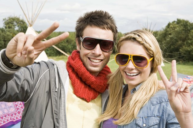 Portrait of happy couple in sunglasses