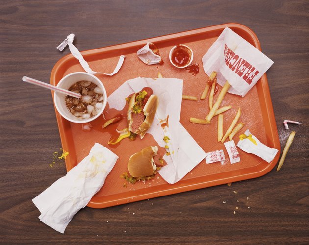 Messy Tray With Eaten Hot Dog, Fries and Cola