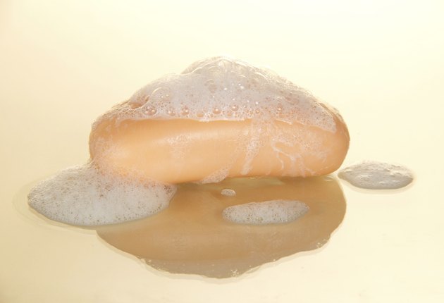 Piece of soap with bubbles