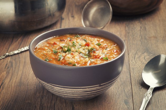 Vegetable soup with lentil and bulgur