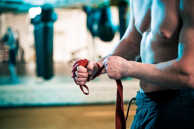 trained sportive man hands