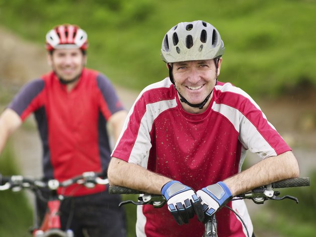 Two cyclists outdoors, portrait