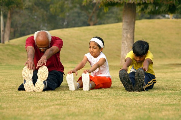 People exercising in a park