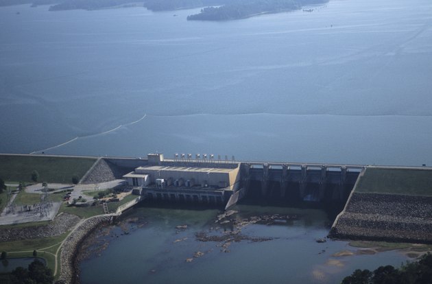 Renewable energy, West Point Hydroelectric Dam, aerial view, GA, USA