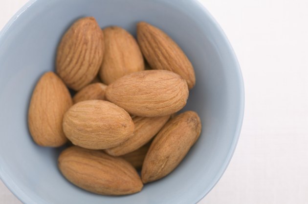 Bowl of almonds, close-up