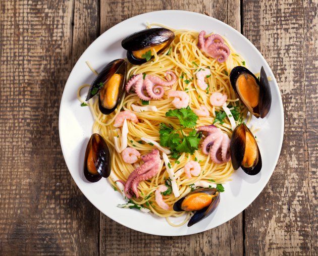 plate of seafood pasta