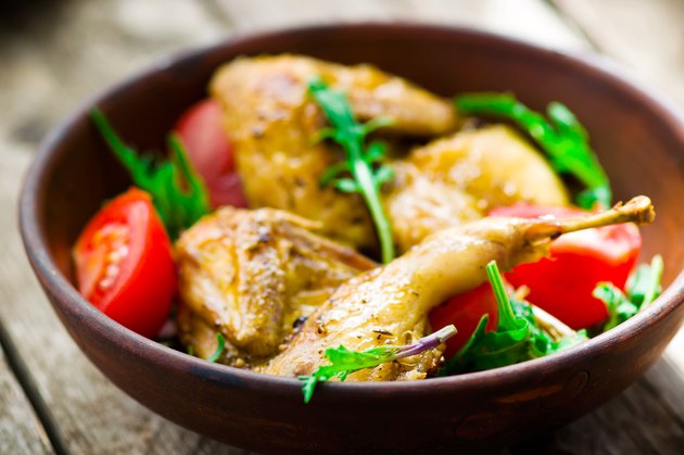 the fried quails with salad