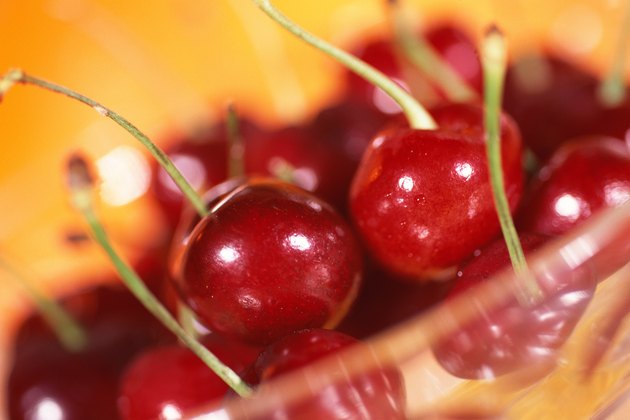 Bowl of cherries with stems