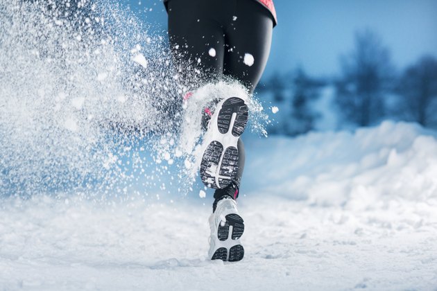 Woman running in winter