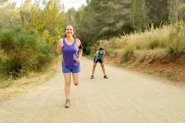 runners training in the mountain