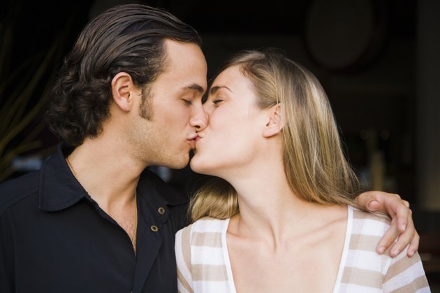 Close-up of a couple kissing