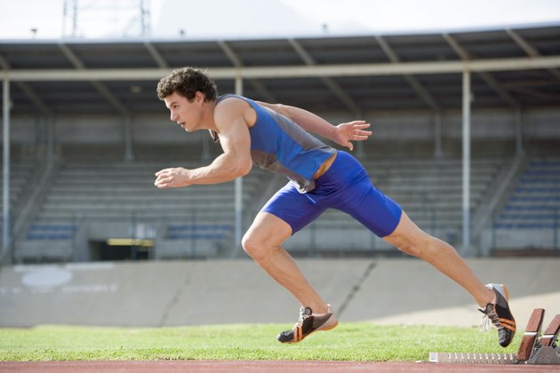 Athlete running on track
