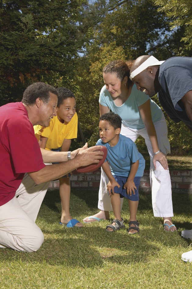 Group of people with children in a garden
