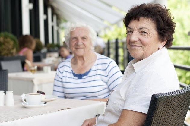 Senior women having coffee break