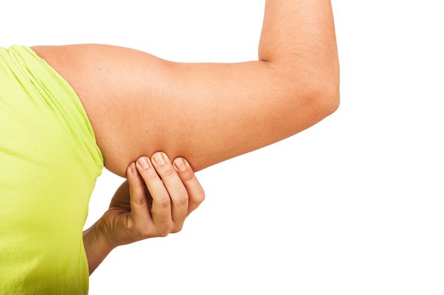 women show fat wrinkle of armpit isolate background