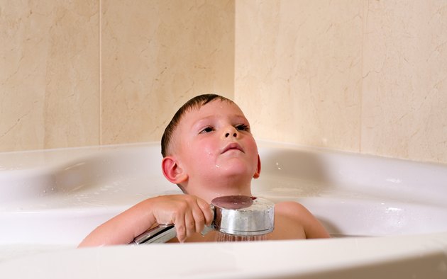 Boy having a relaxing bath