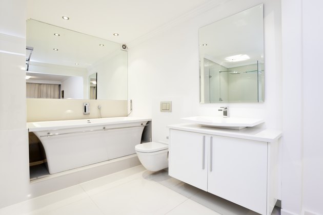 Modern, upmarket, all white bathroom
