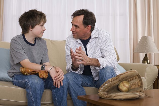 Father and son talking