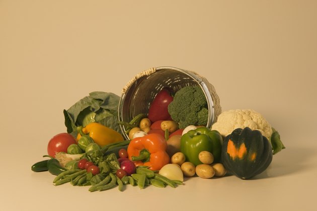 Spilled basket of vegetables