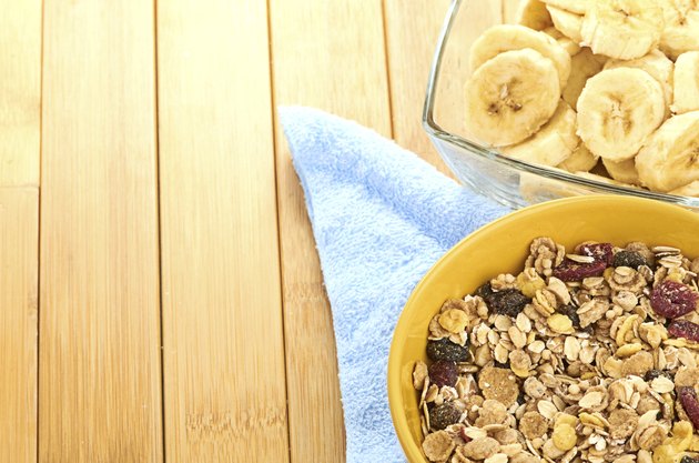 Delicious and healthy cereal in bowl with milk