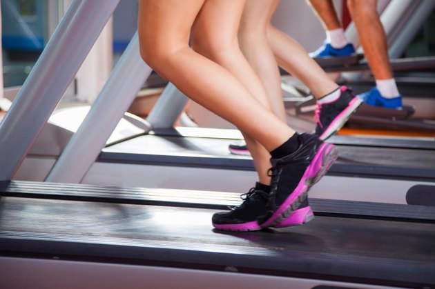 gym shot - people running on machines, treadmill